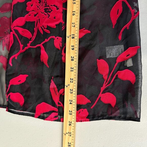 Dress Barn Sheer Floral Topper Size 20W Black Red Jacket - Picture 5 of 10
